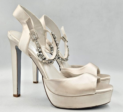 Dune london ivory satin heels - london,