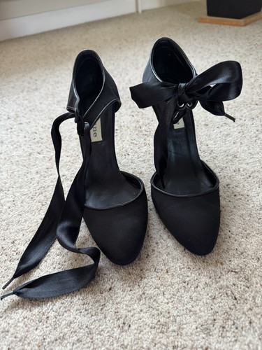 Dune black satin court - black,