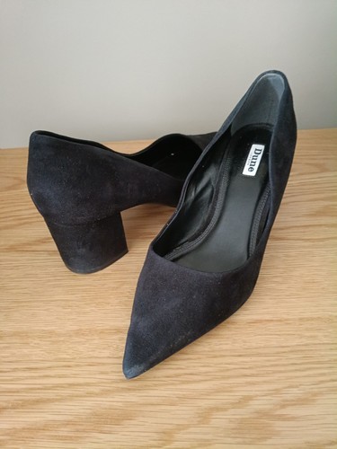 Dune london black suede court - black,