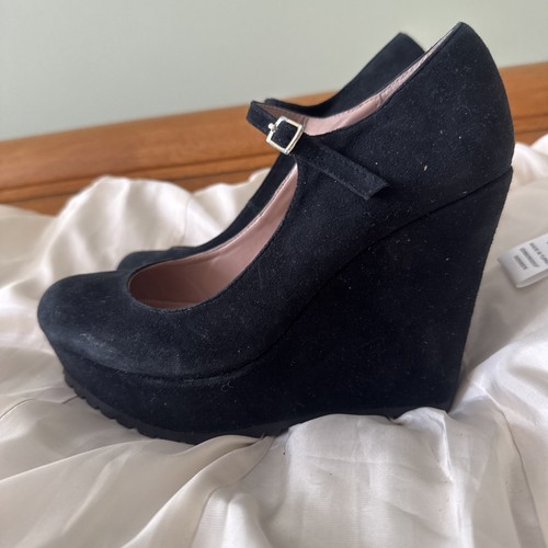 Dune london suede black wedge - dune,